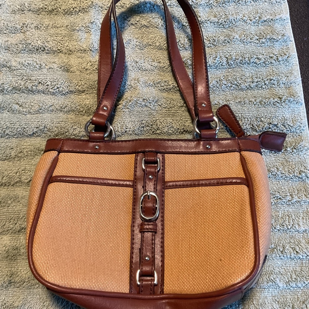ETIENNE AIGNER Small Canvas/Leather Handbag